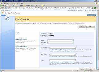 Project Server Event Handler